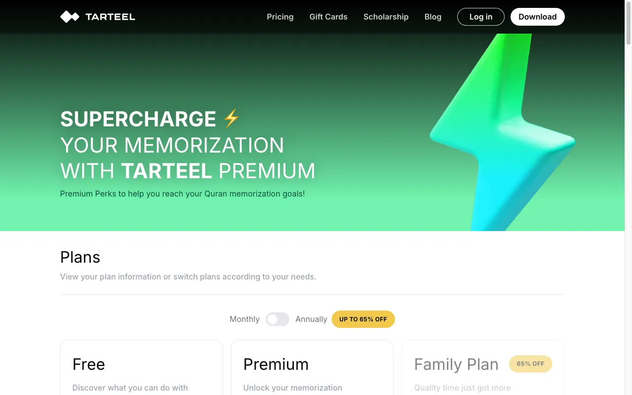 Tarteel — pricing page