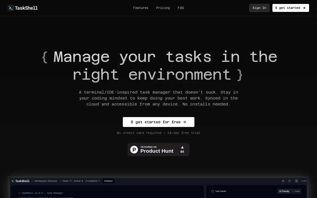 TaskShell — preview screenshot