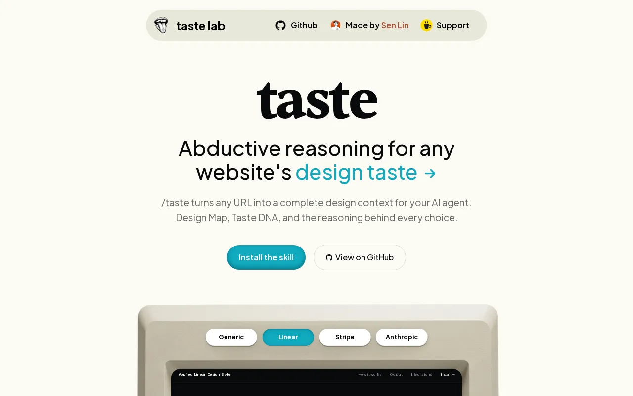 Taste Lab — preview screenshot