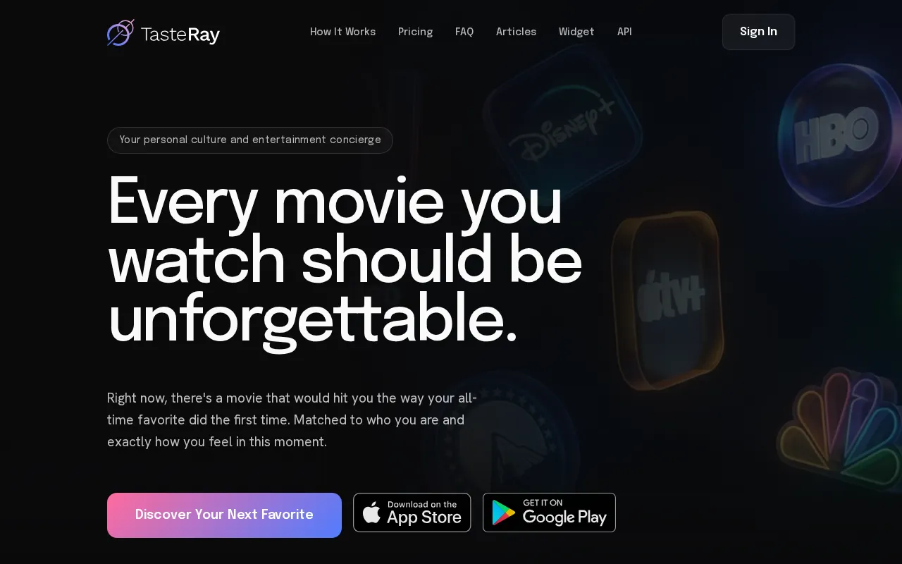 TasteRay — pricing page