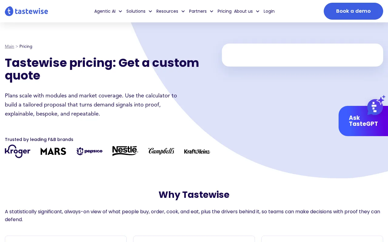 Tastewise — pricing page