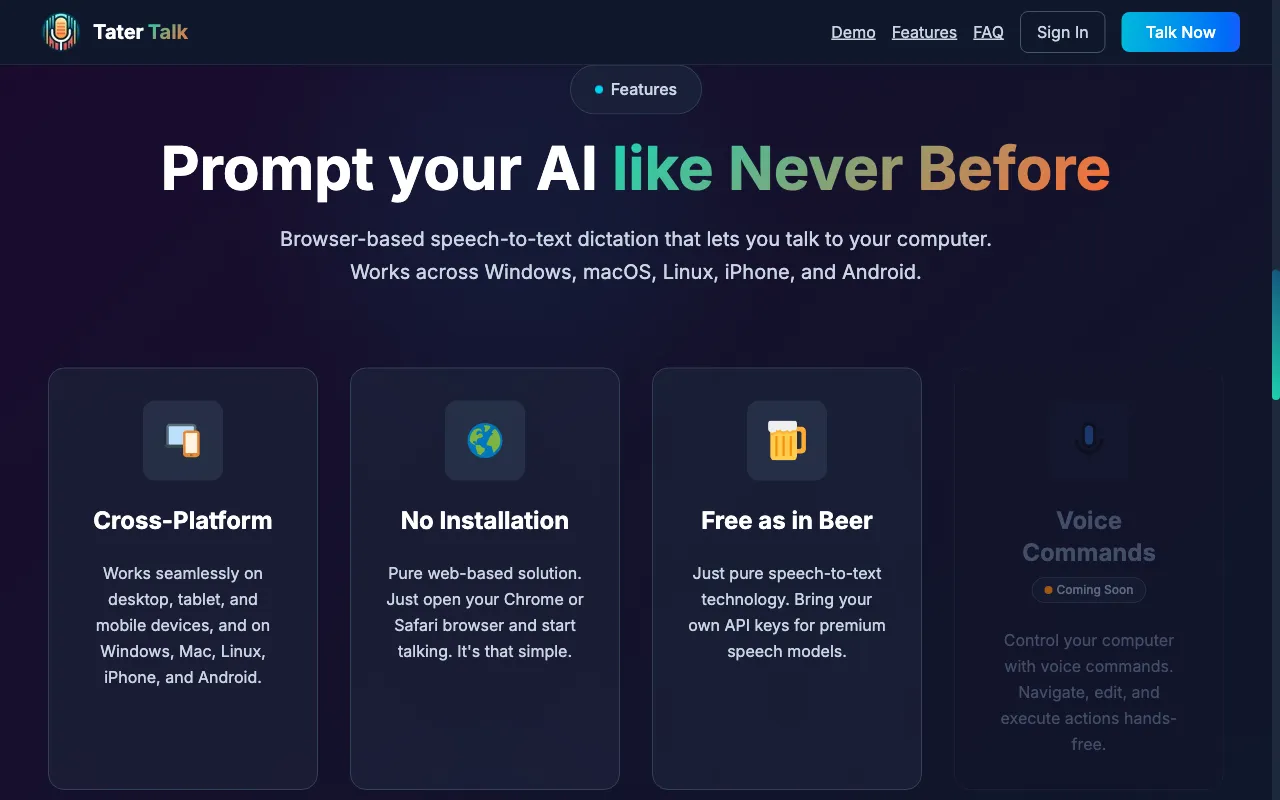 Tater Talk — pricing page