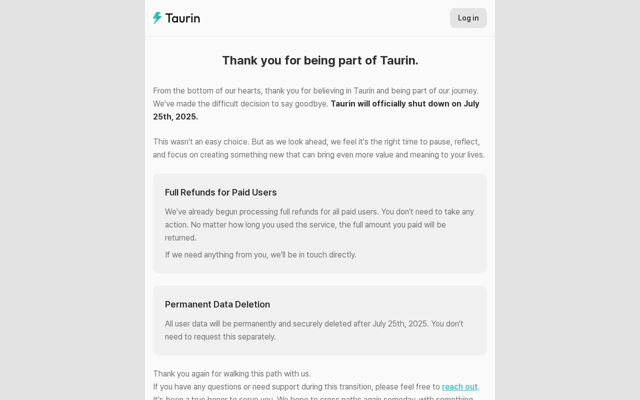 Taurin — pricing page