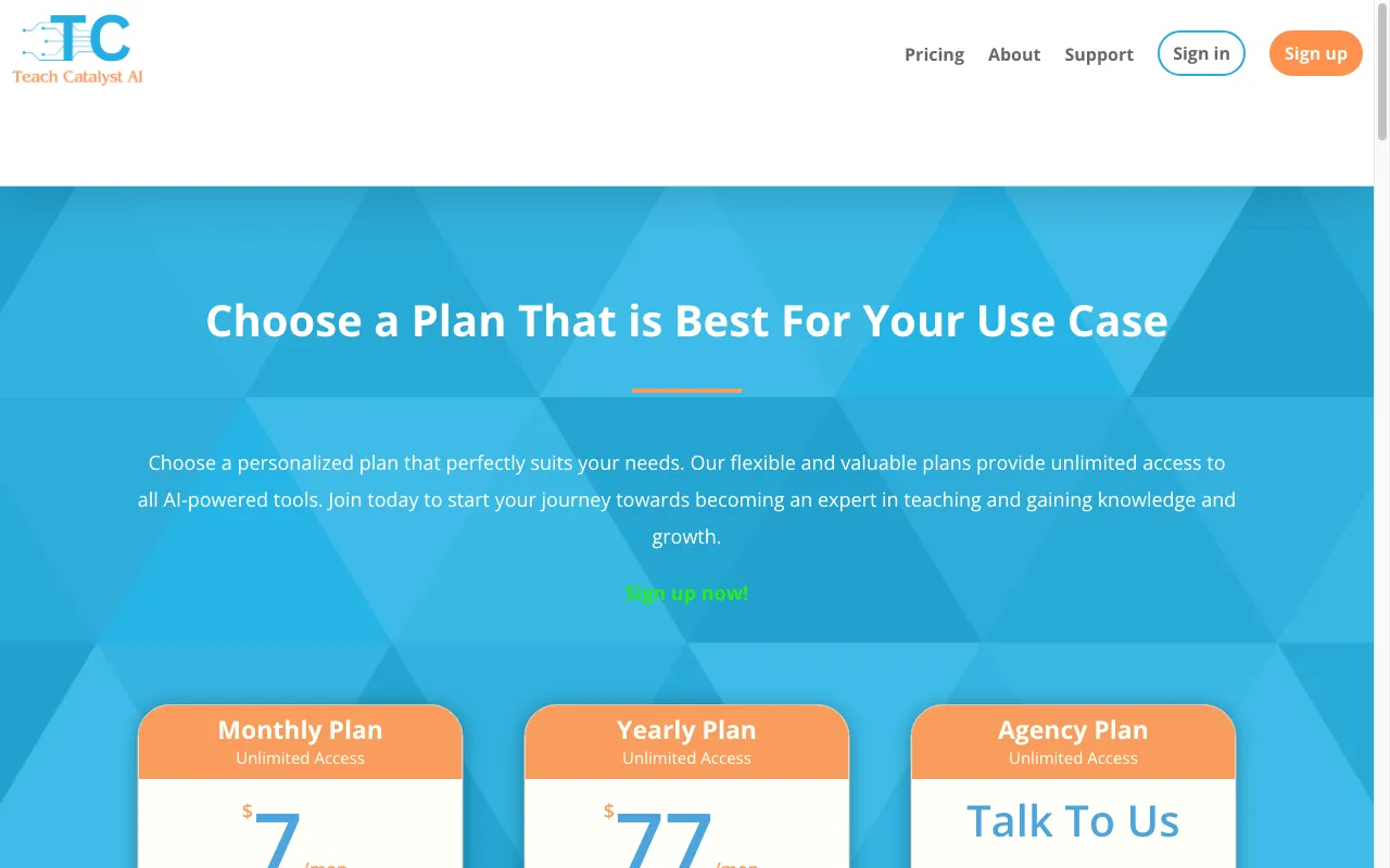 Teach Catalyst AI — pricing page