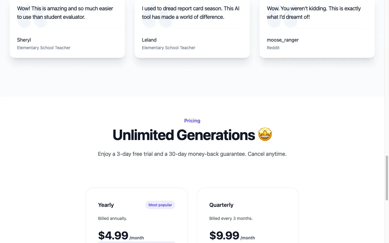 TeacherDashboard.ai — pricing page