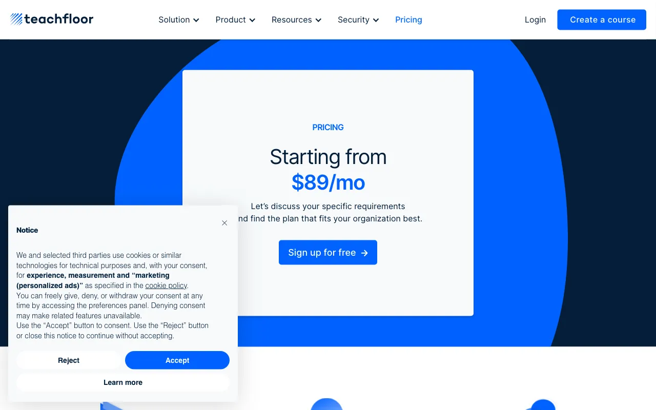 Teachfloor — pricing page
