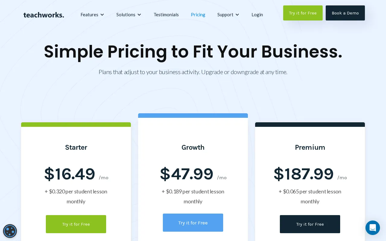 Teachworks — pricing page