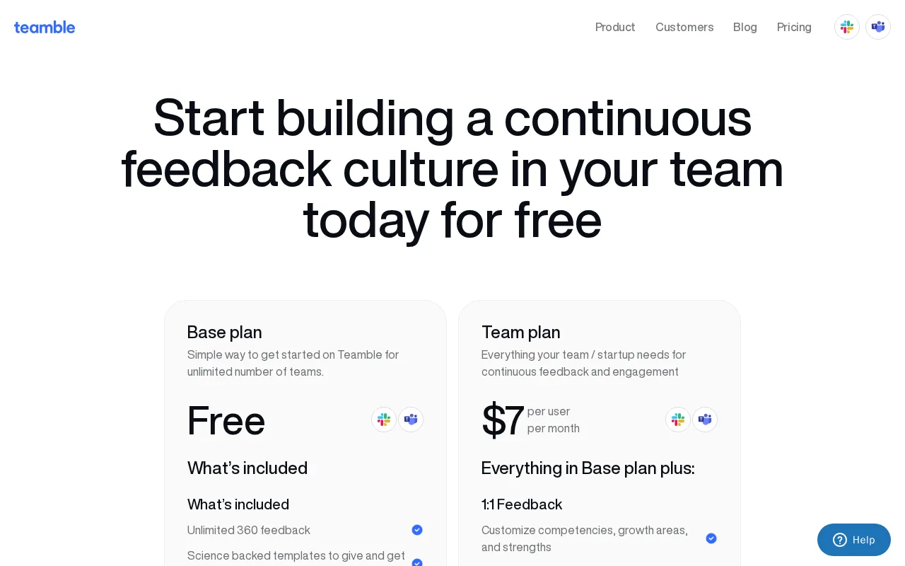 Teamble — pricing page