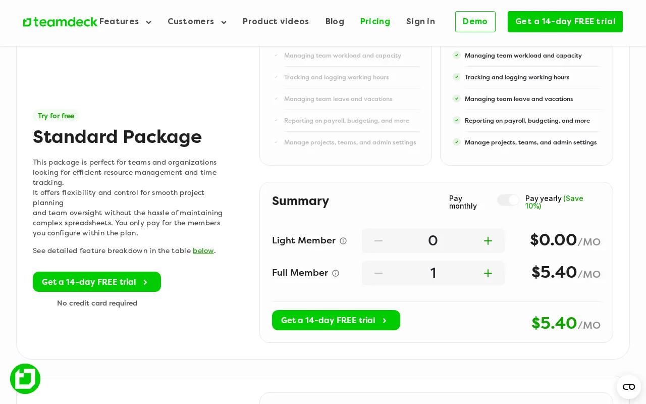 Teamdeck — pricing page