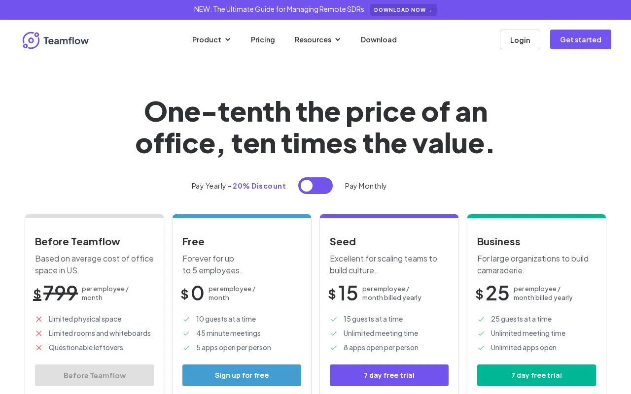 Teamflow — pricing page