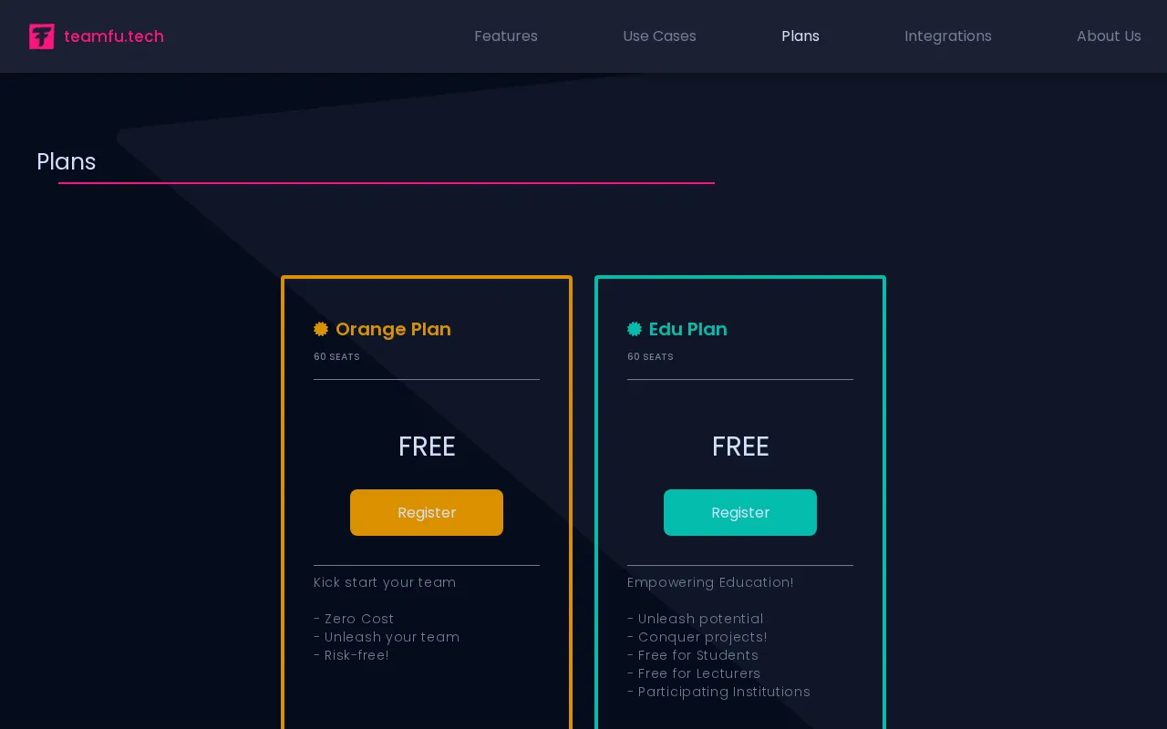 Teamfu — pricing page