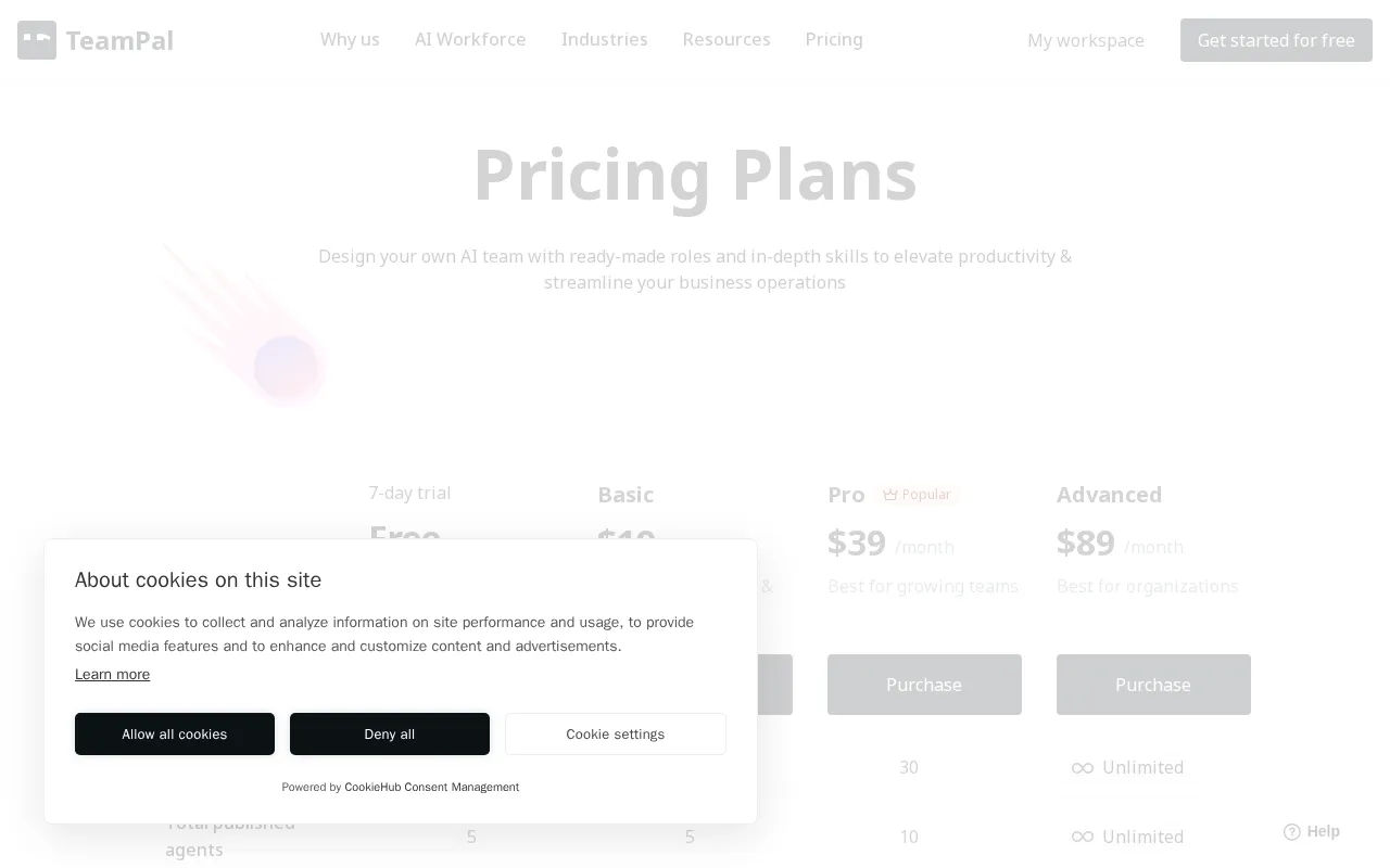 TeamPal — pricing page