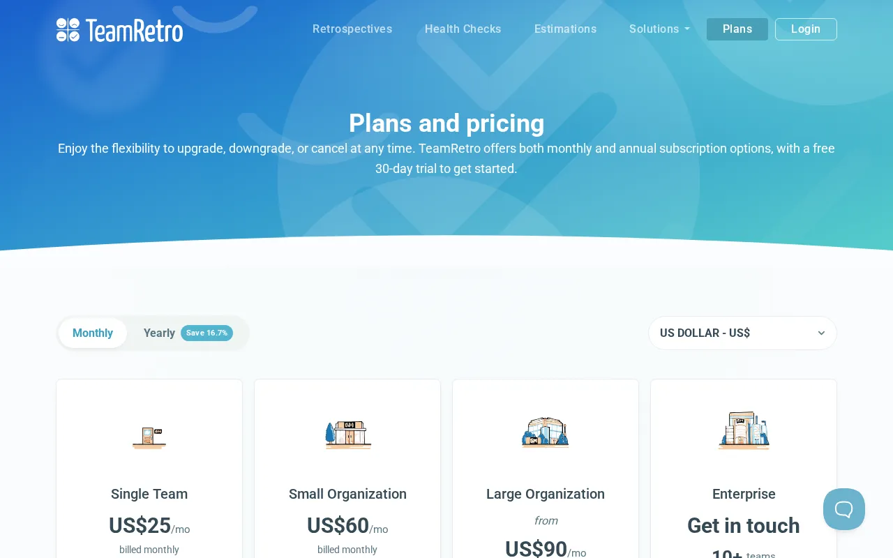 Teamretro — pricing page