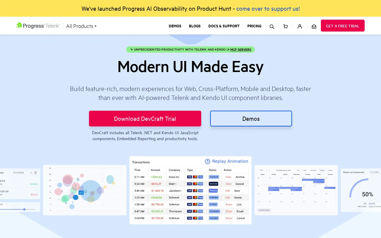 Telerik.com — preview screenshot