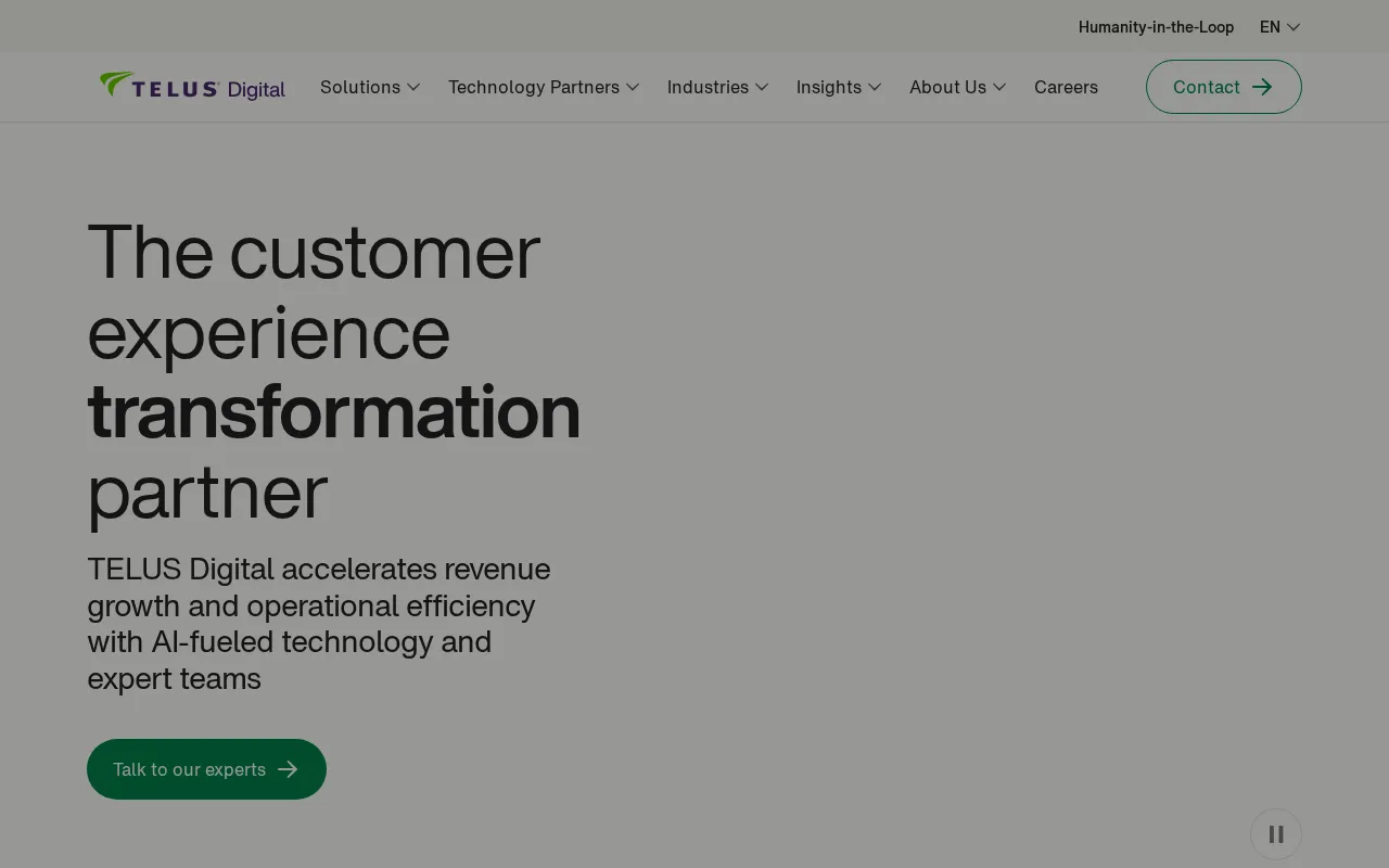 TELUS Digital Intelligent Conversational AI Solutions — preview screenshot