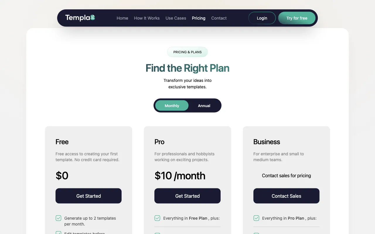Templa8 — pricing page