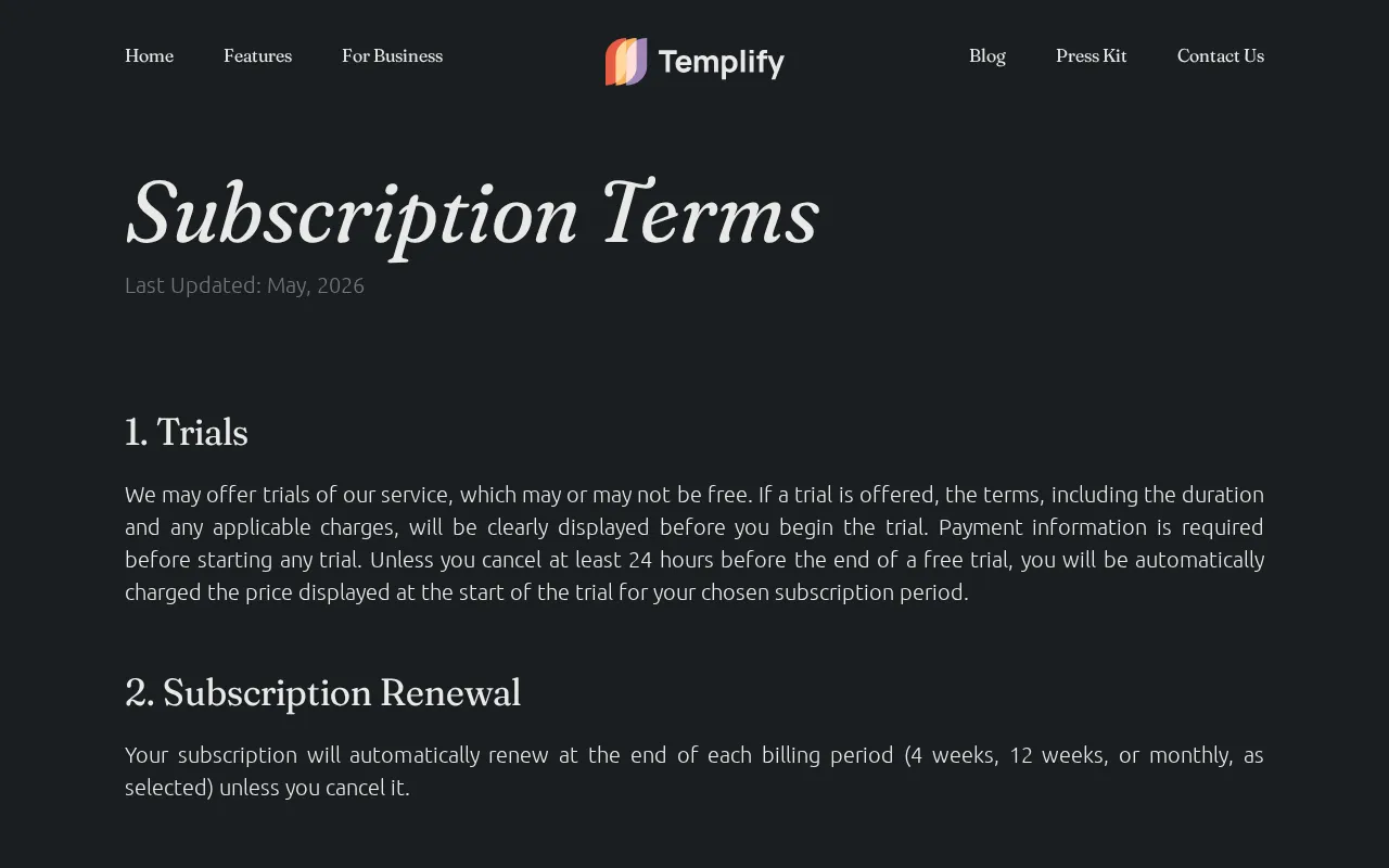 Templify.ai — pricing page