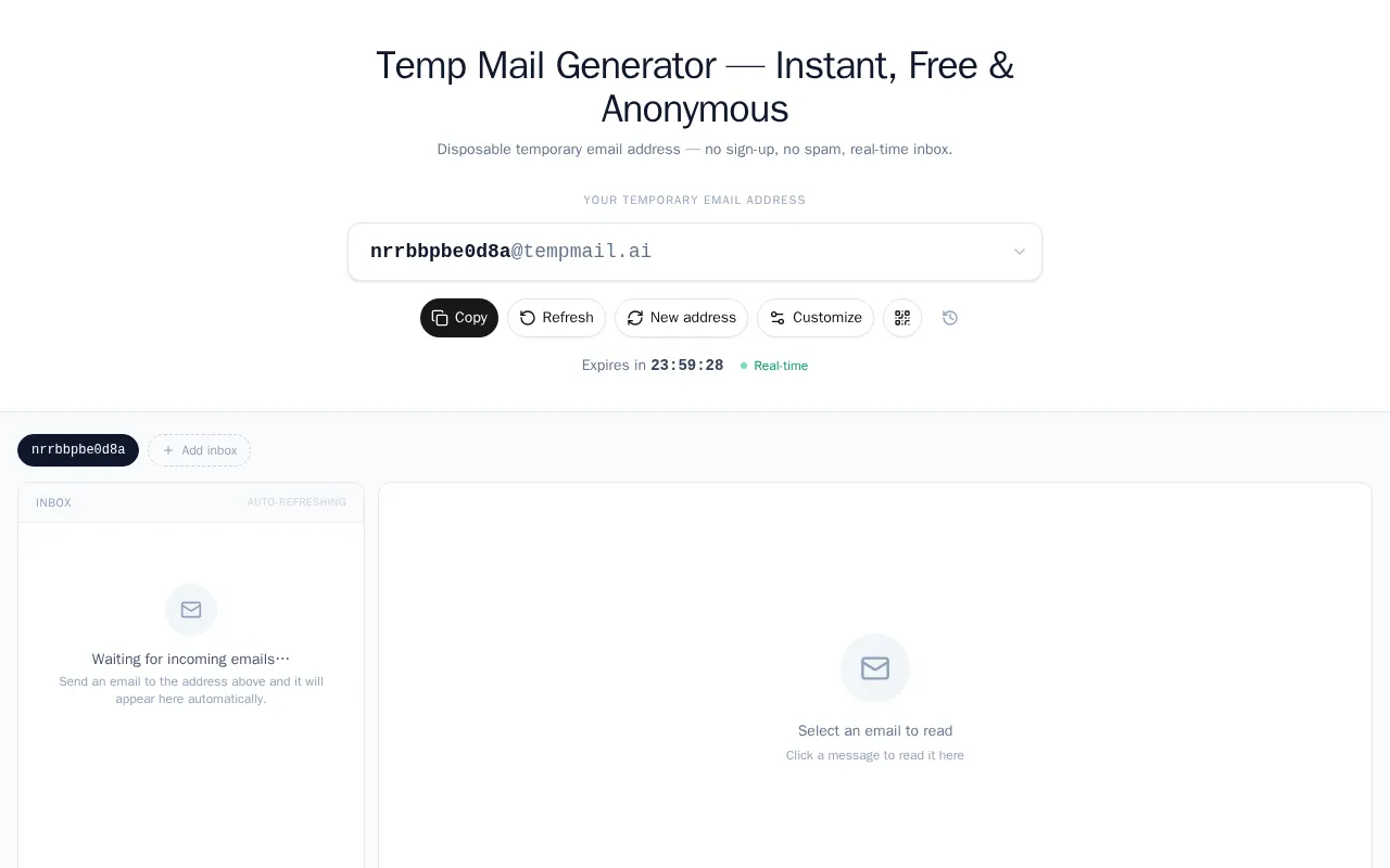 TempMail AI — preview screenshot