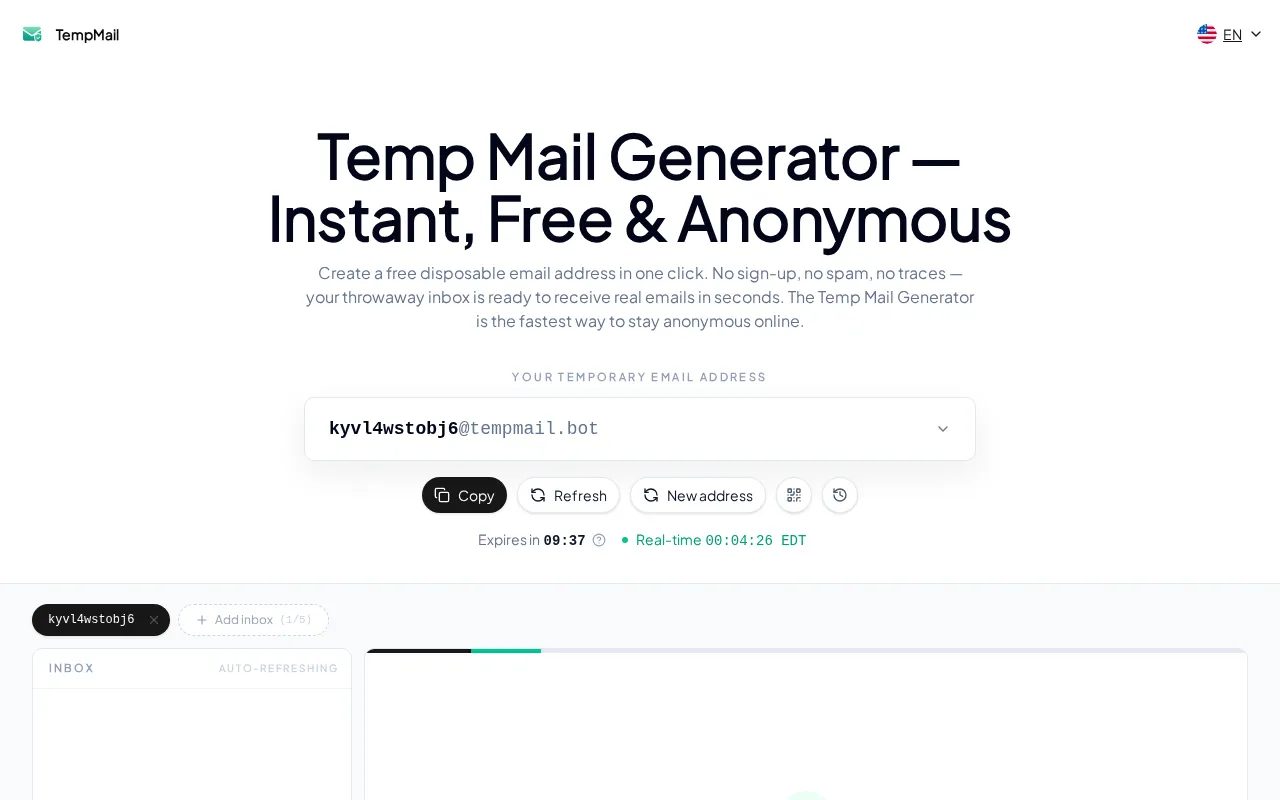 Tempmail.bot — preview screenshot