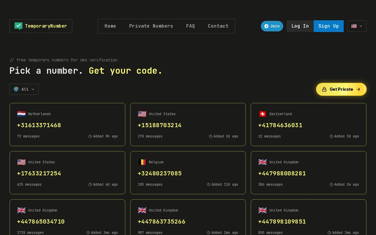TemporaryNumber — preview screenshot