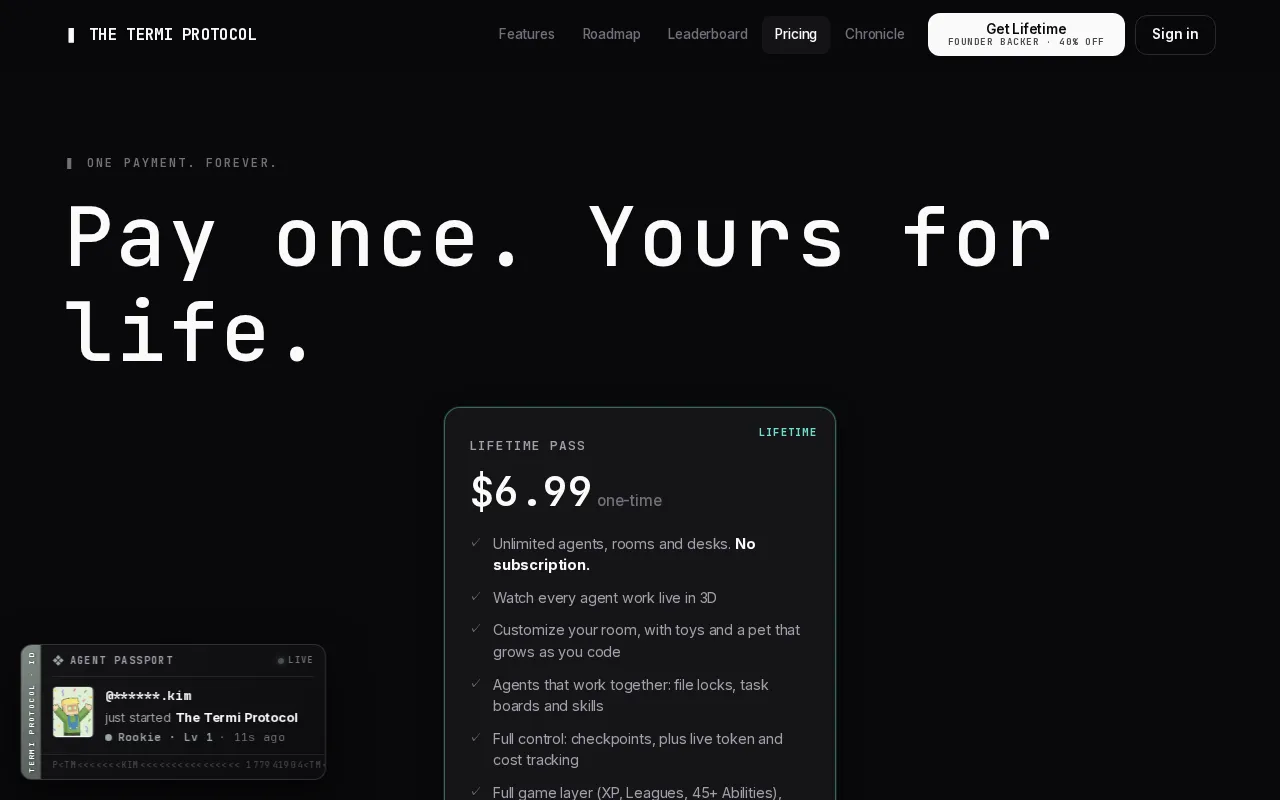 Termi Protocol — pricing page