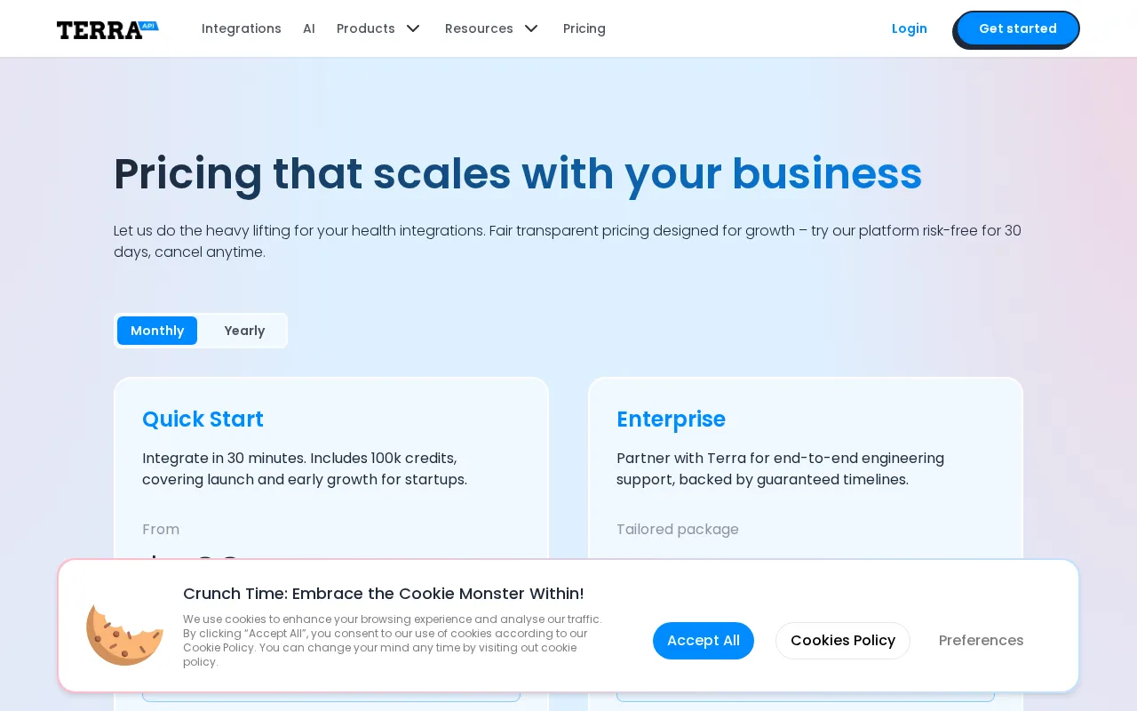 Terra — pricing page