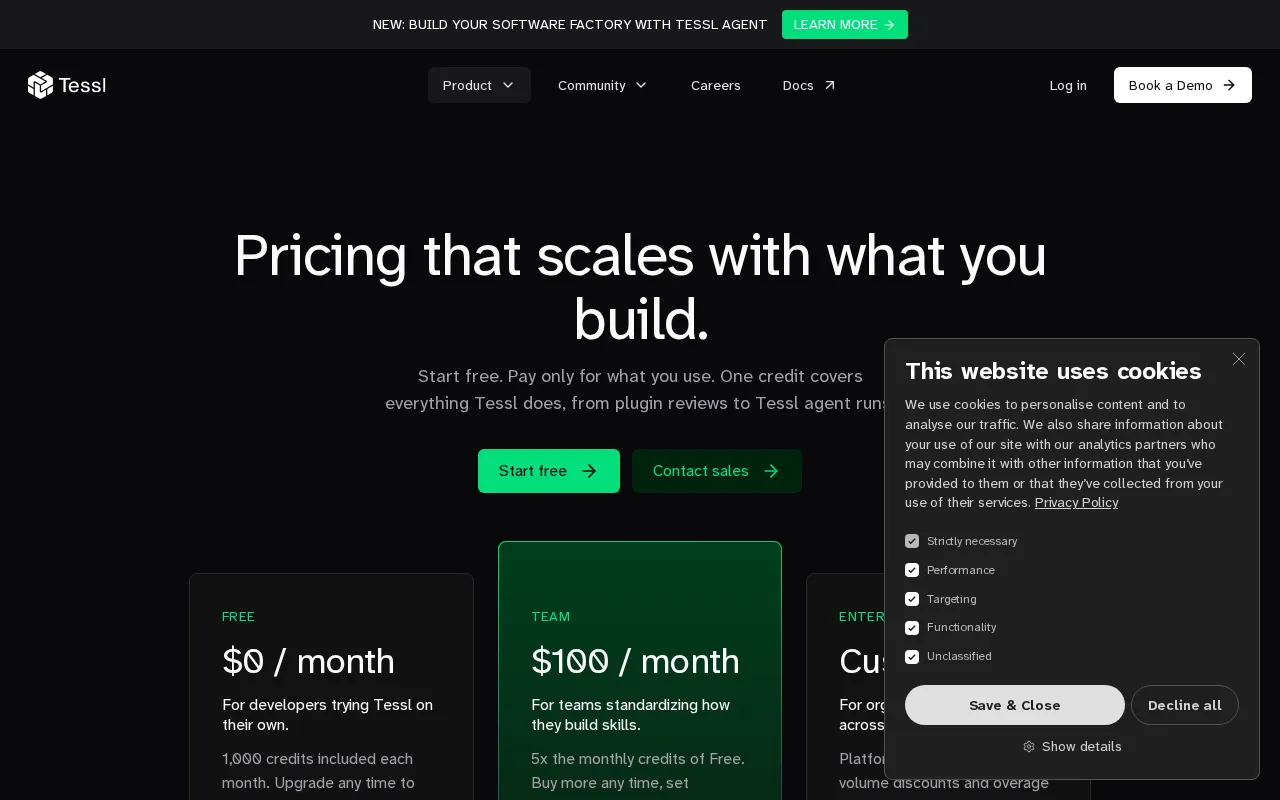 Tessl — pricing page