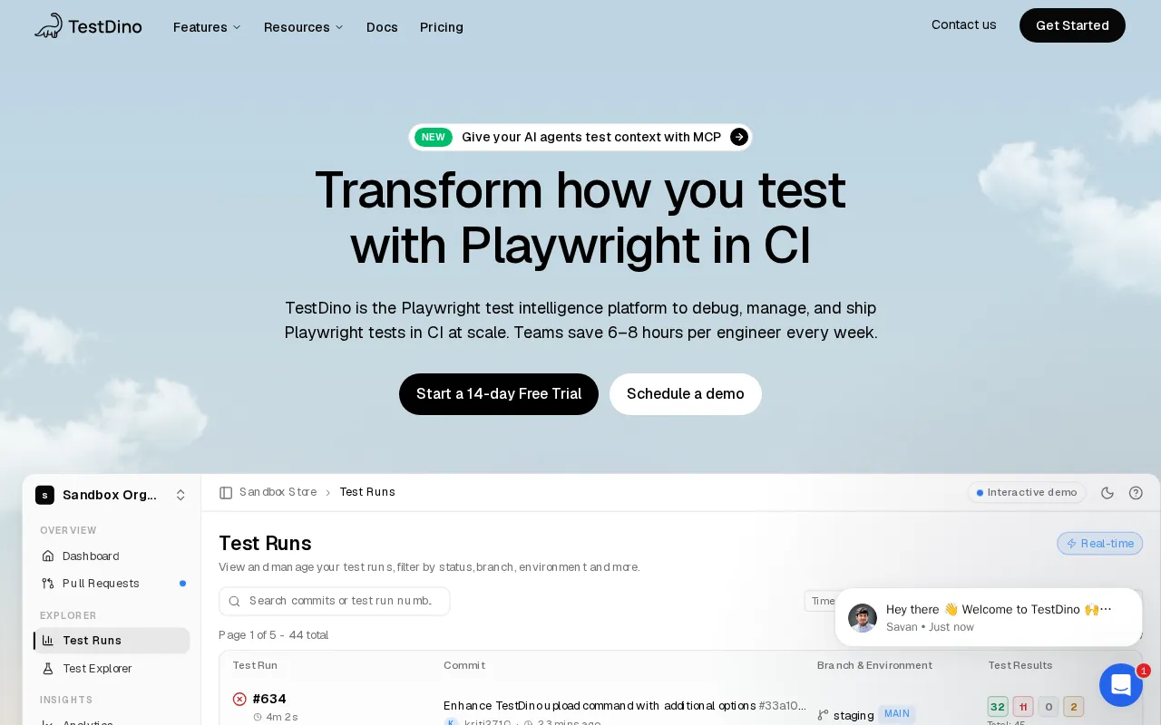 Testdino — preview screenshot