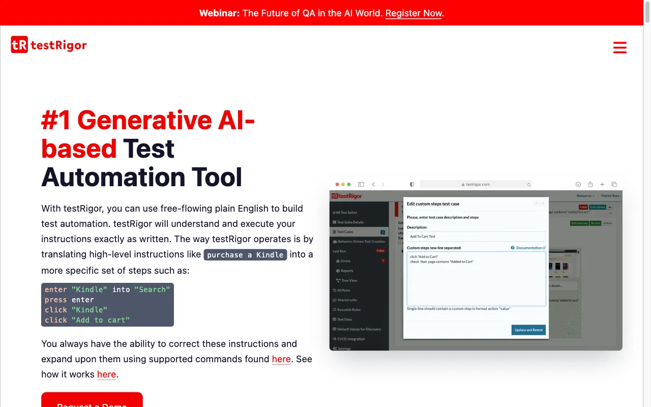 testrigor.com — preview screenshot