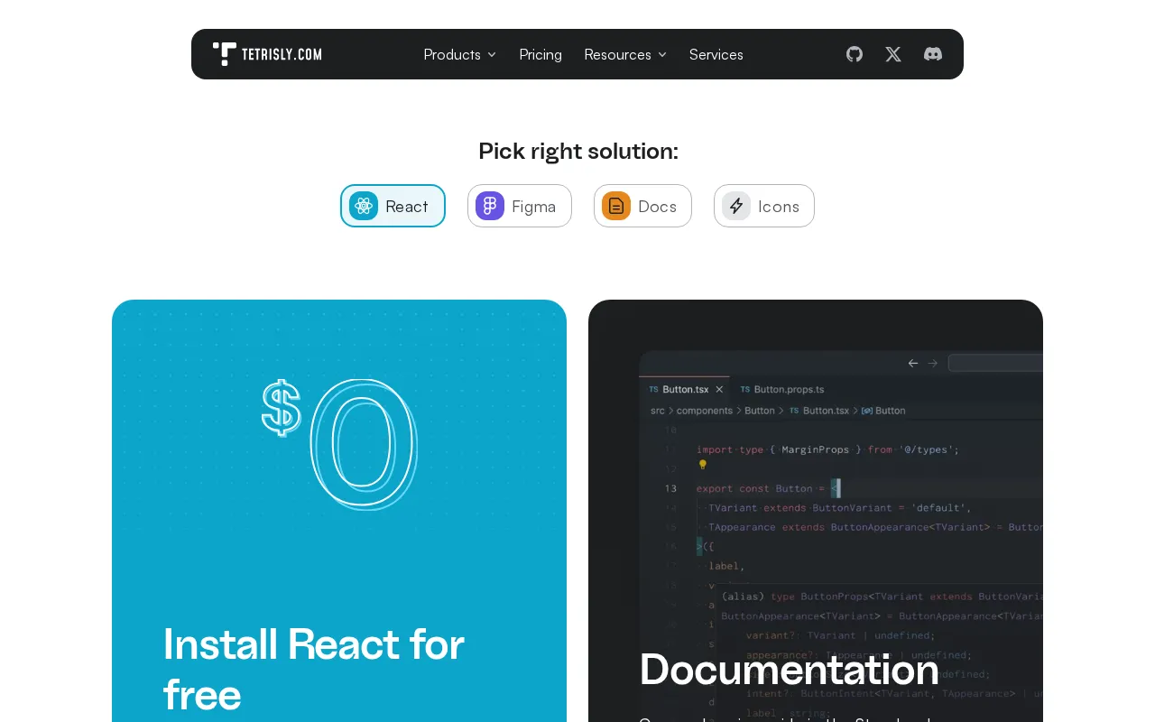 Tetrisly Design System — pricing page