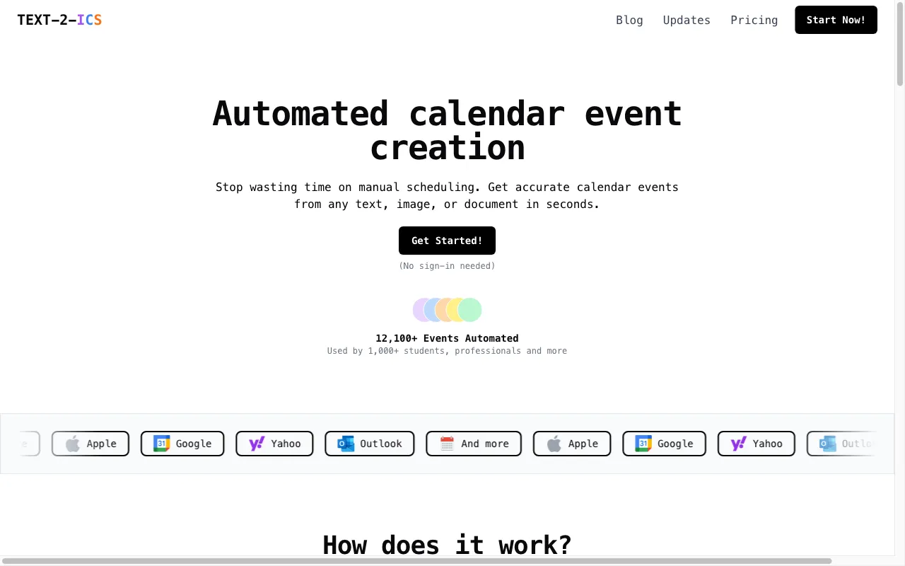 Text-2-ICS — preview screenshot