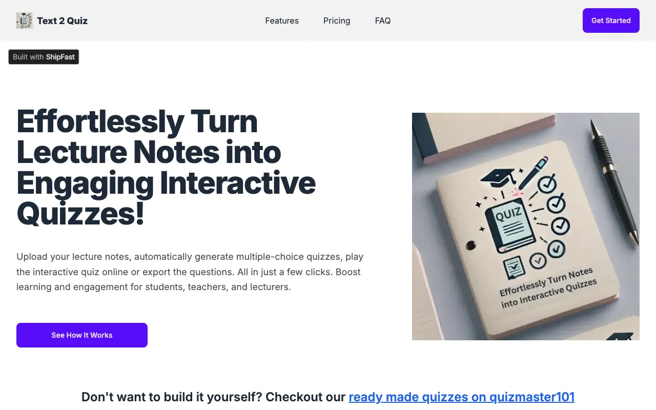Text 2 Quiz — preview screenshot