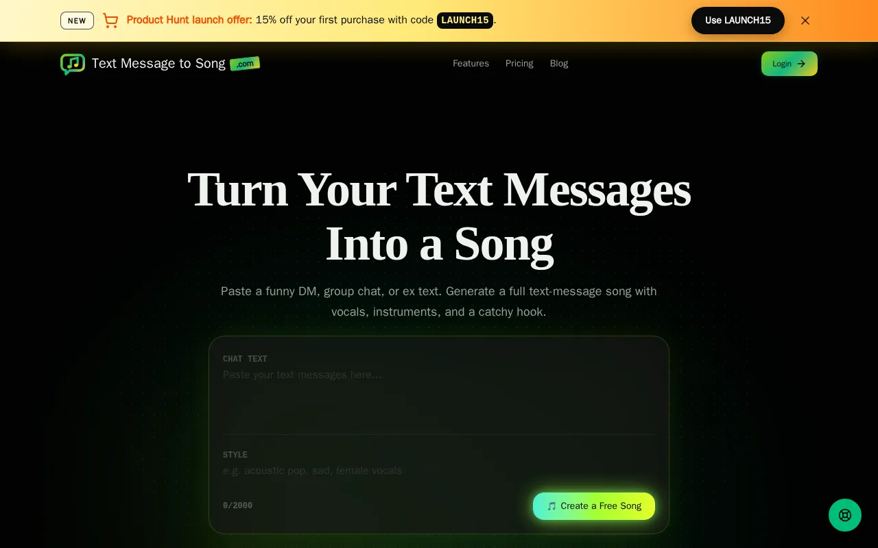 Text Message to Song — preview screenshot