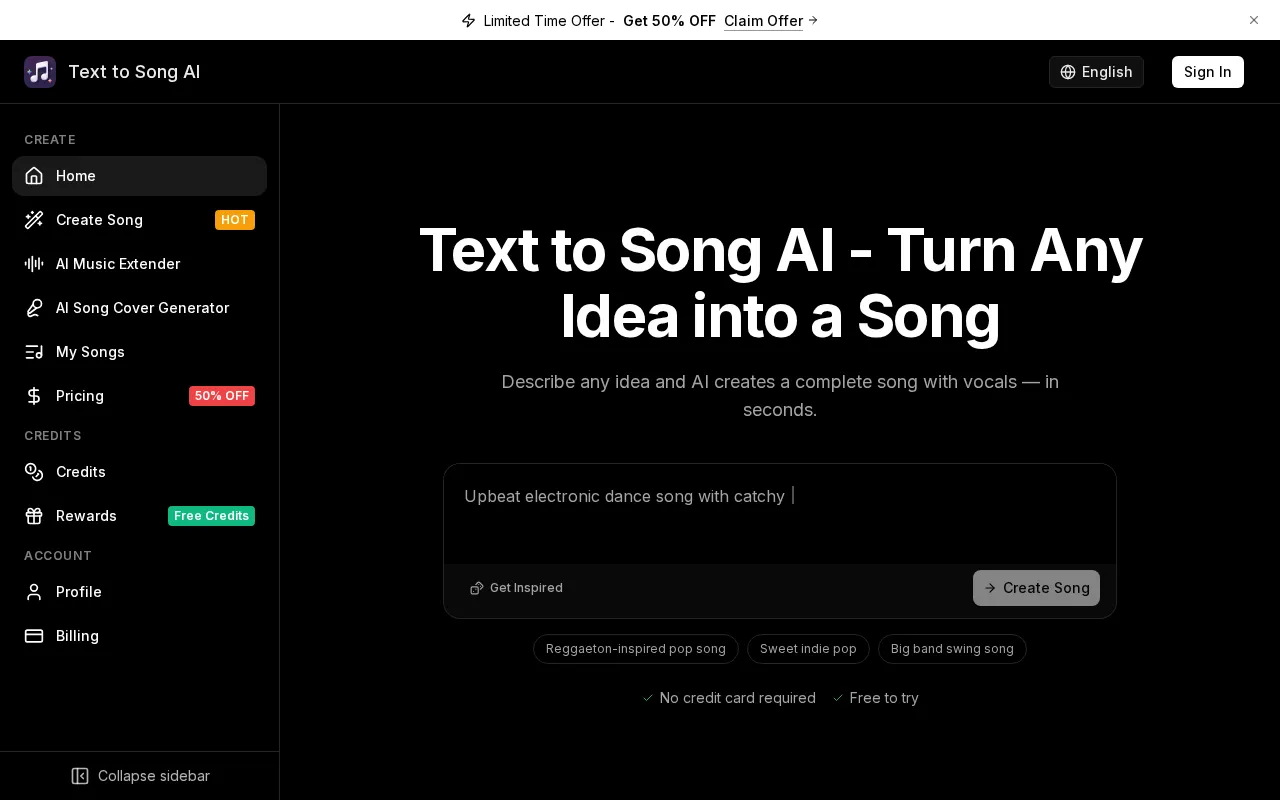 Text to Song — preview screenshot