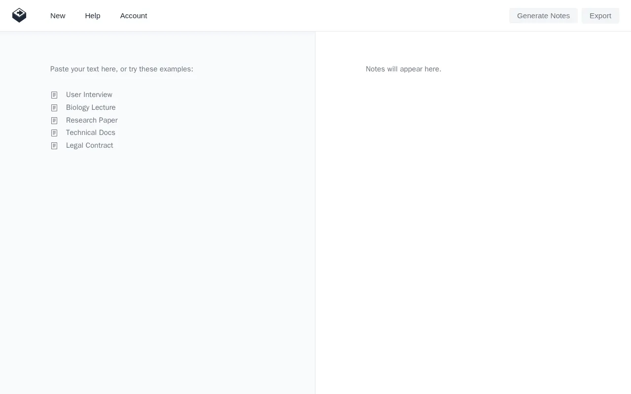 Text2Note — preview screenshot