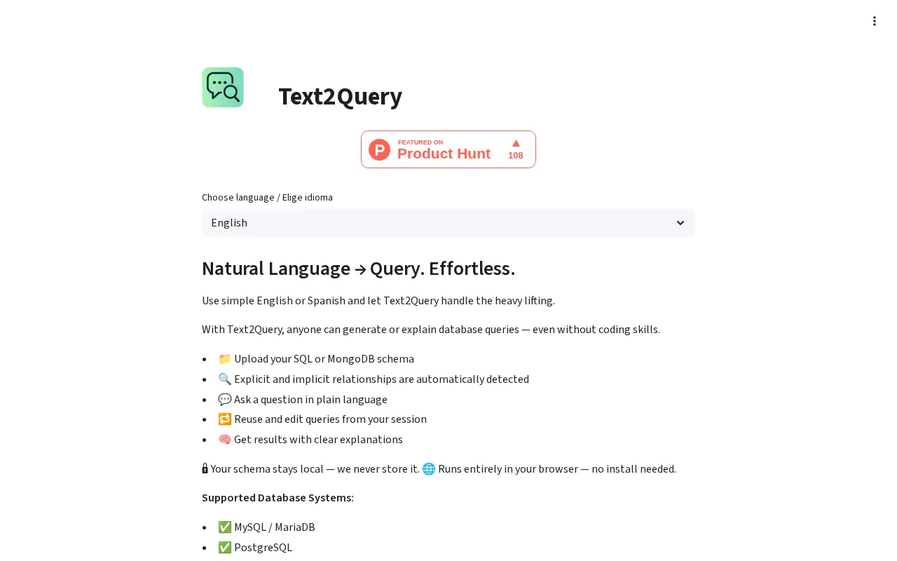 Text2Query — pricing page