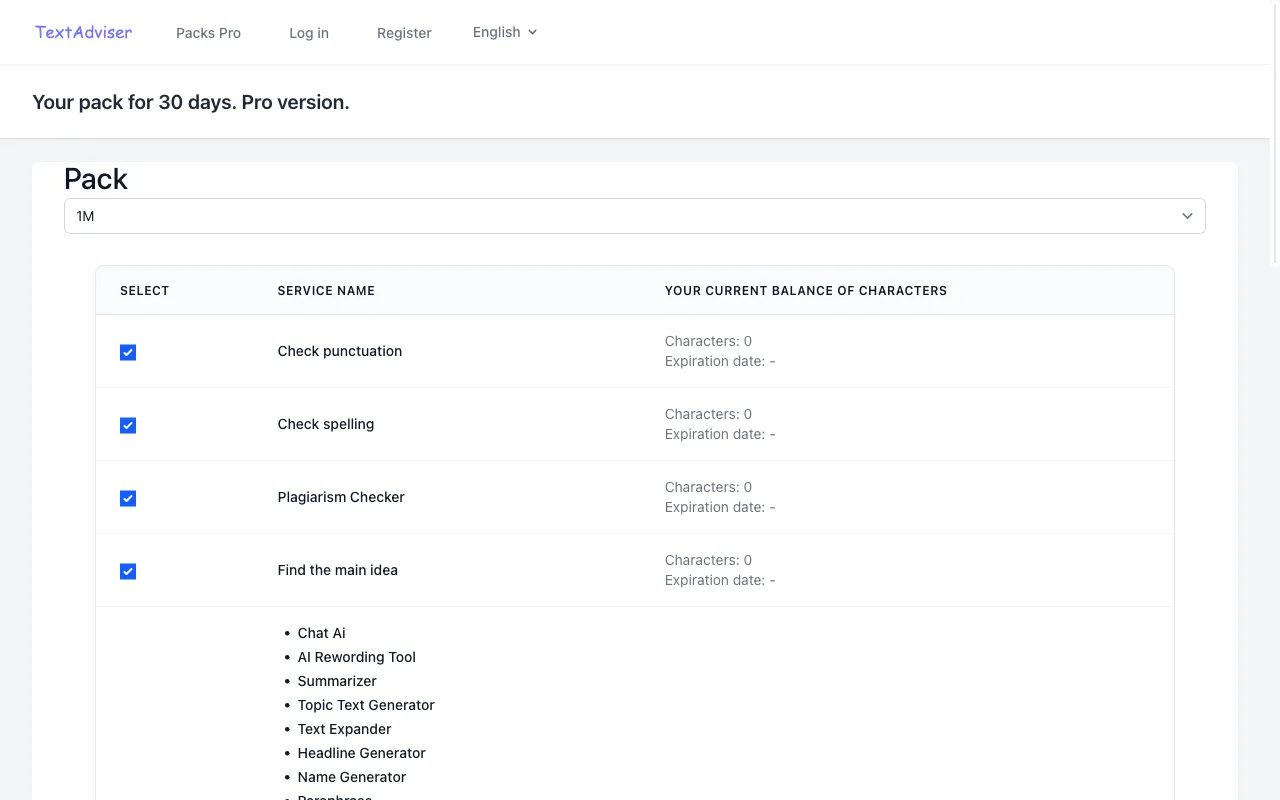 textadviser.com — pricing page