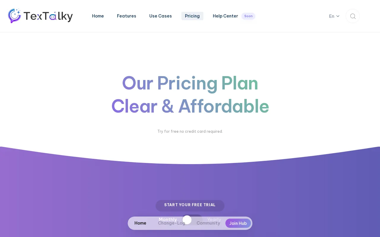Textalky — pricing page