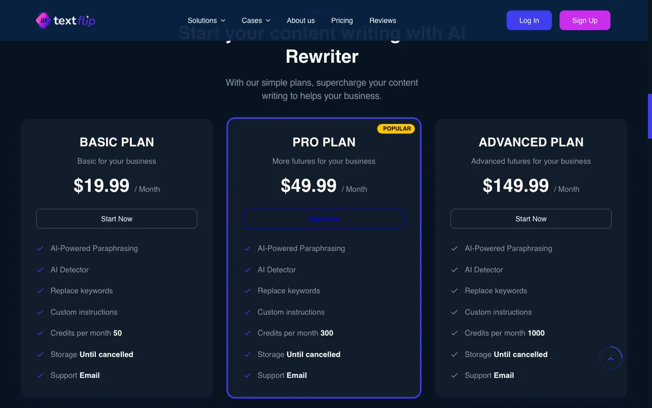 TextFlip AI — pricing page