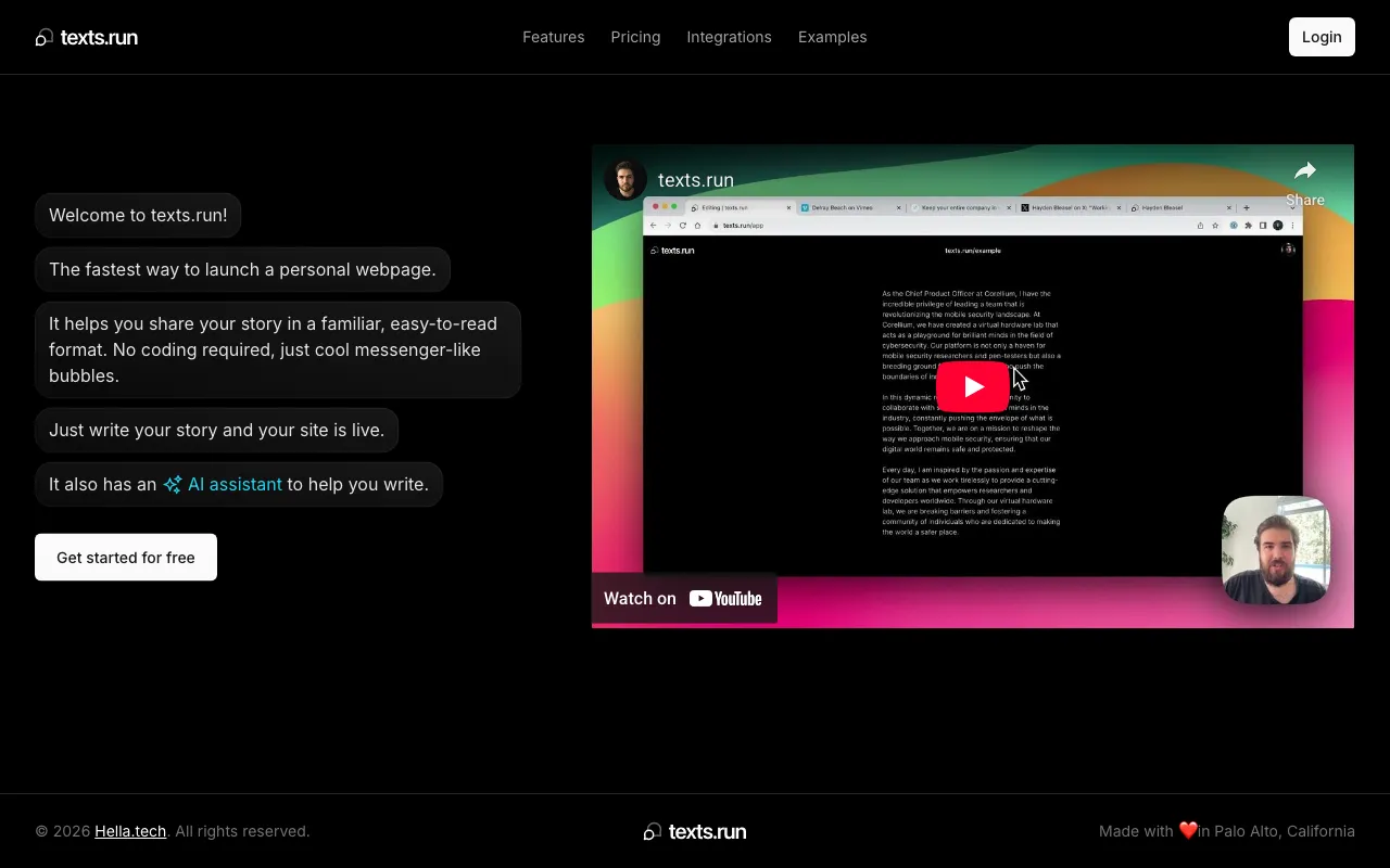 texts.run — preview screenshot