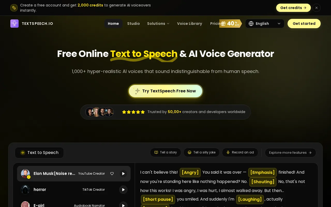 TextSpeech.IO — preview screenshot