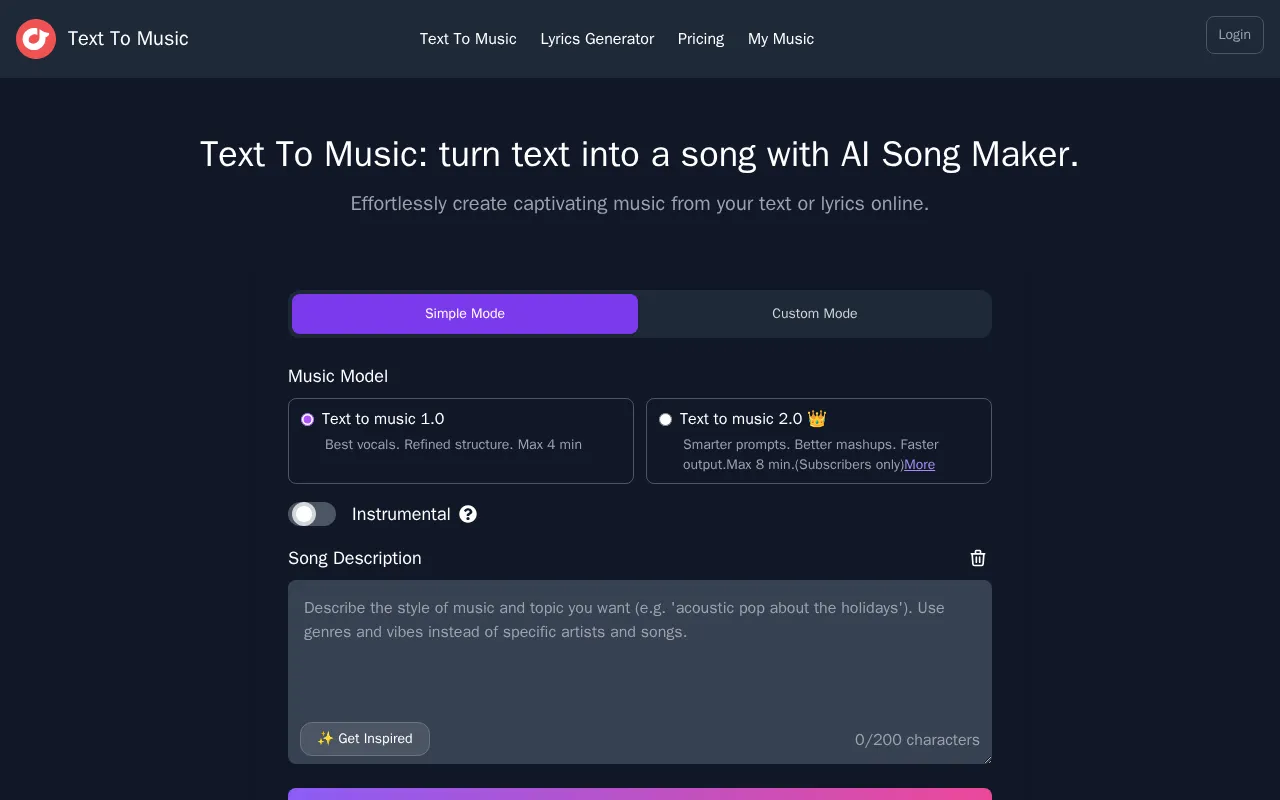 texttomusic.org — preview screenshot
