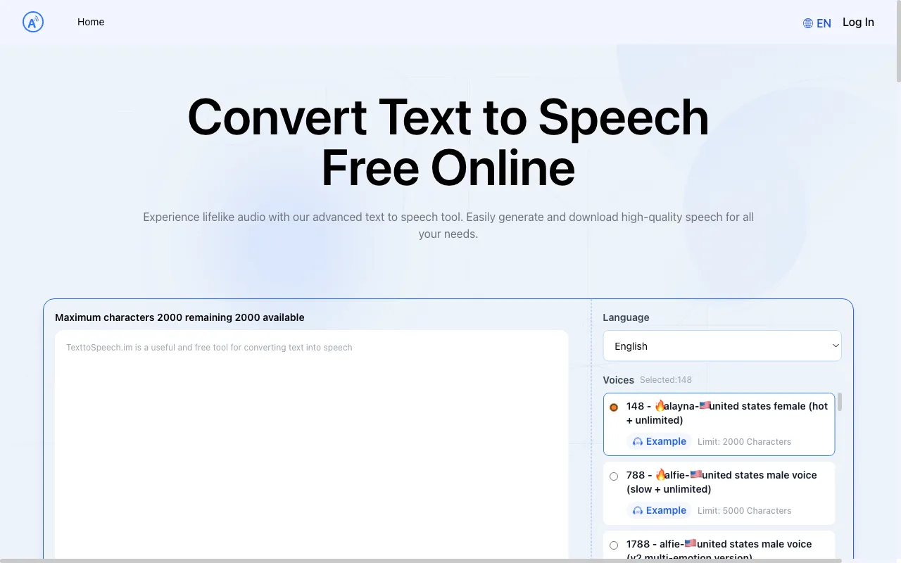 Text to Speech.im — preview screenshot