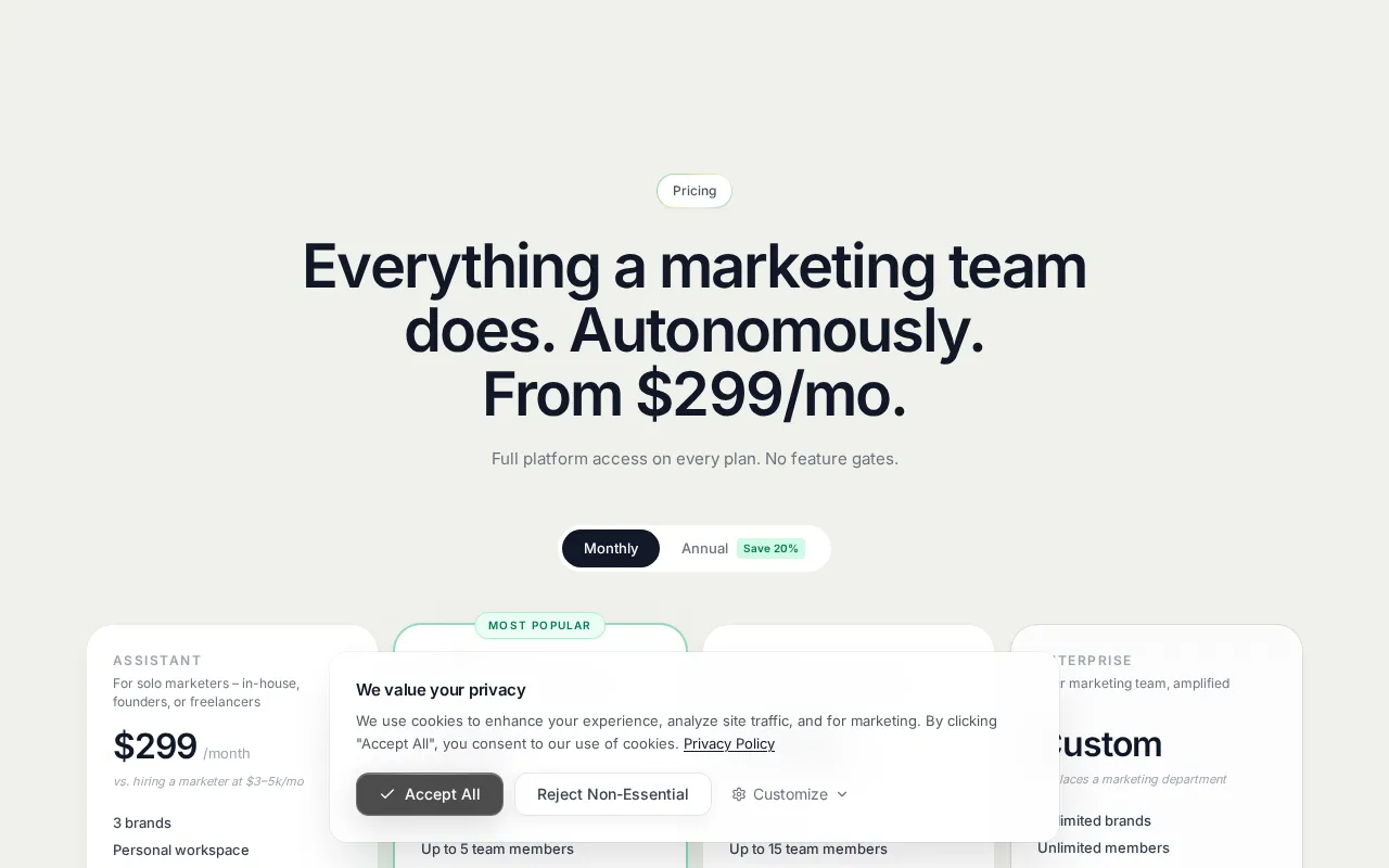 The AI CMO — pricing page