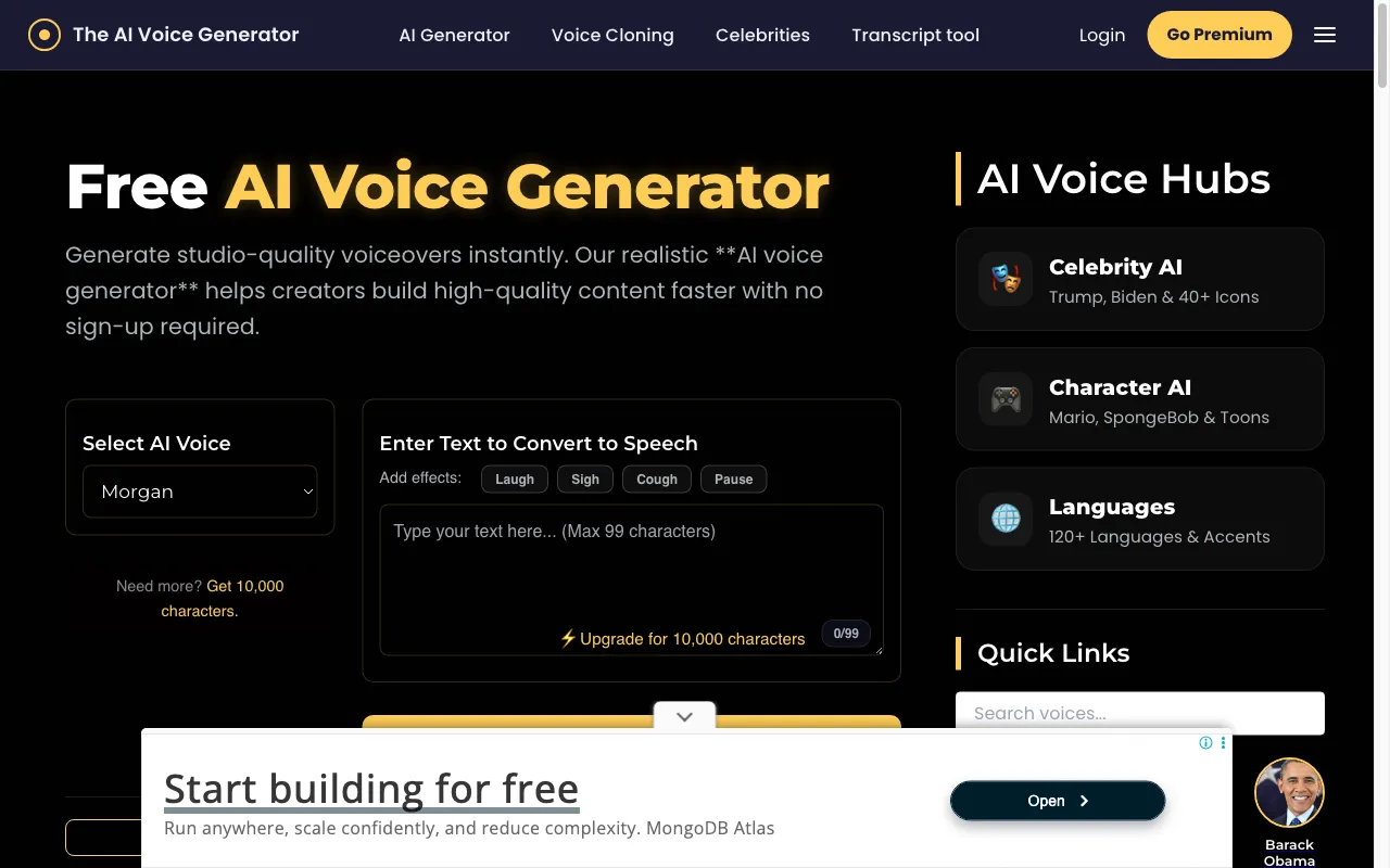 The AI Voice Generator — preview screenshot
