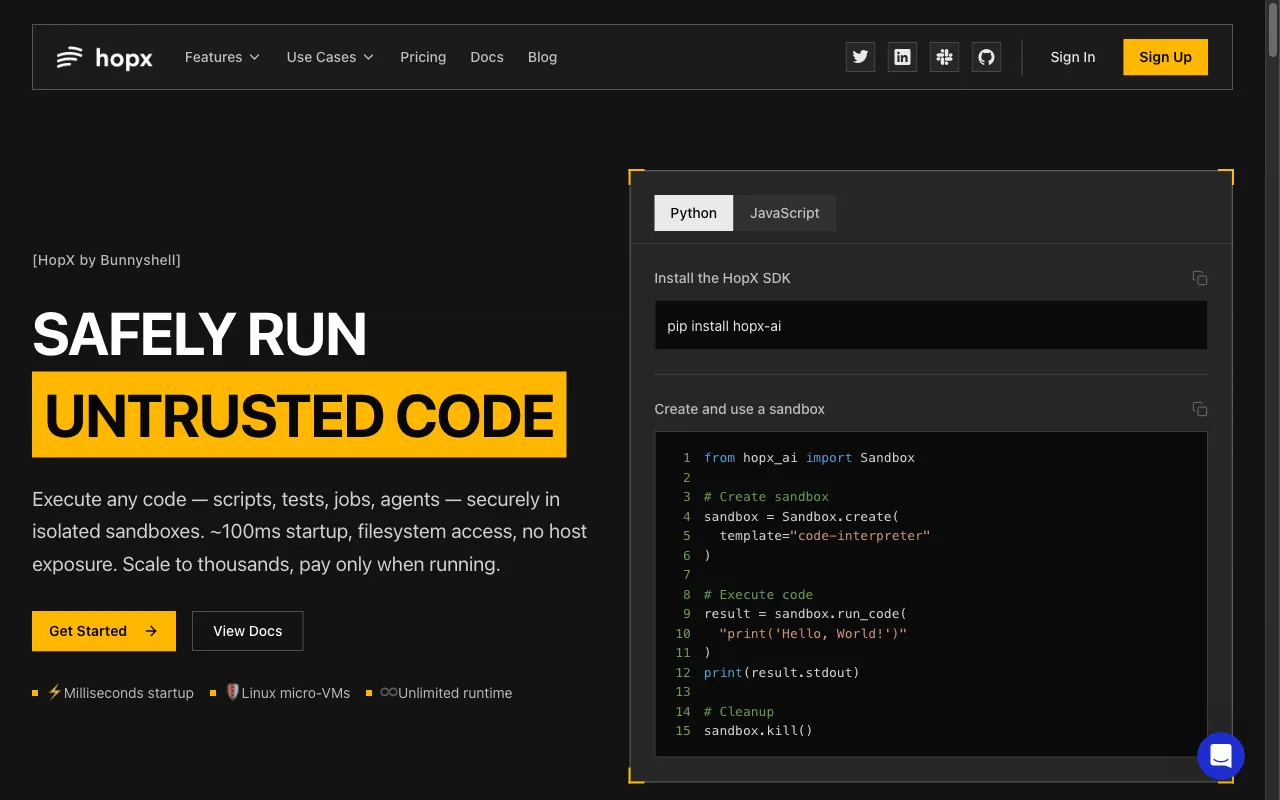 Hopx — preview screenshot