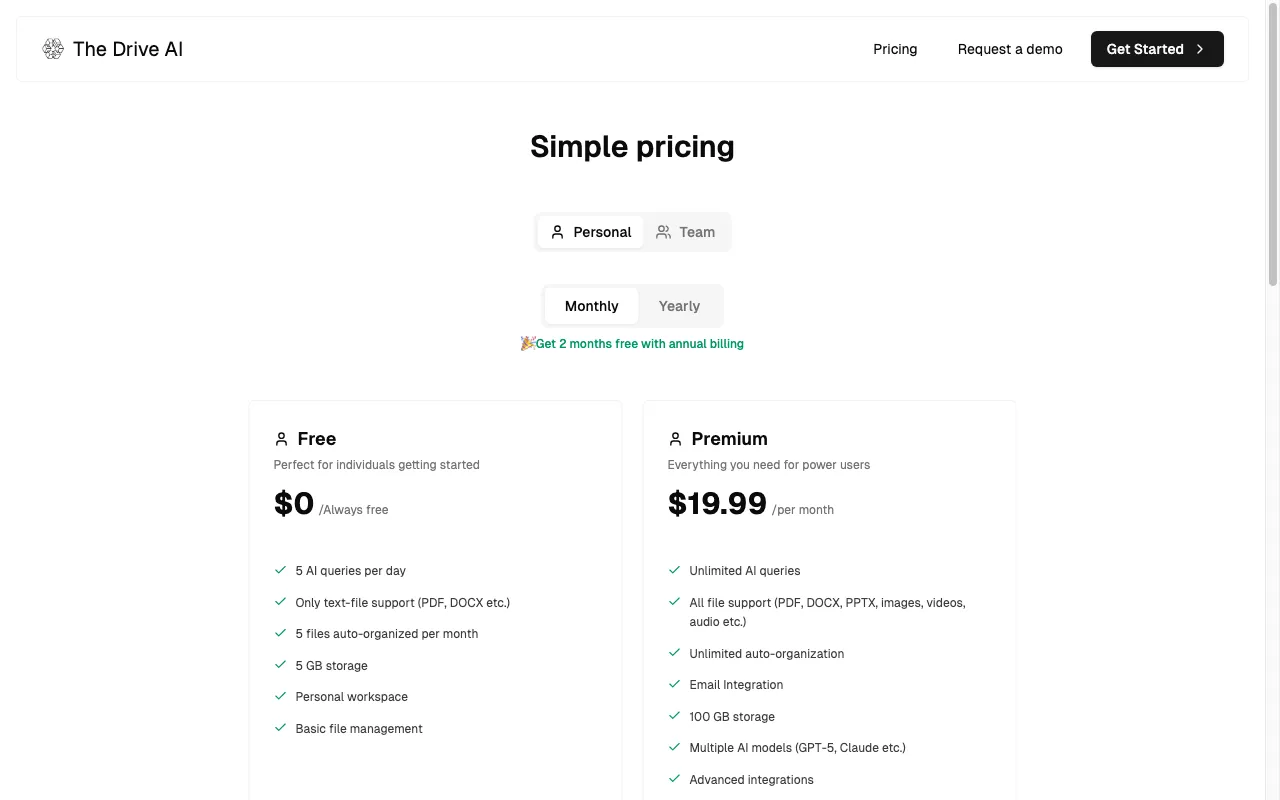 The Drive AI — pricing page
