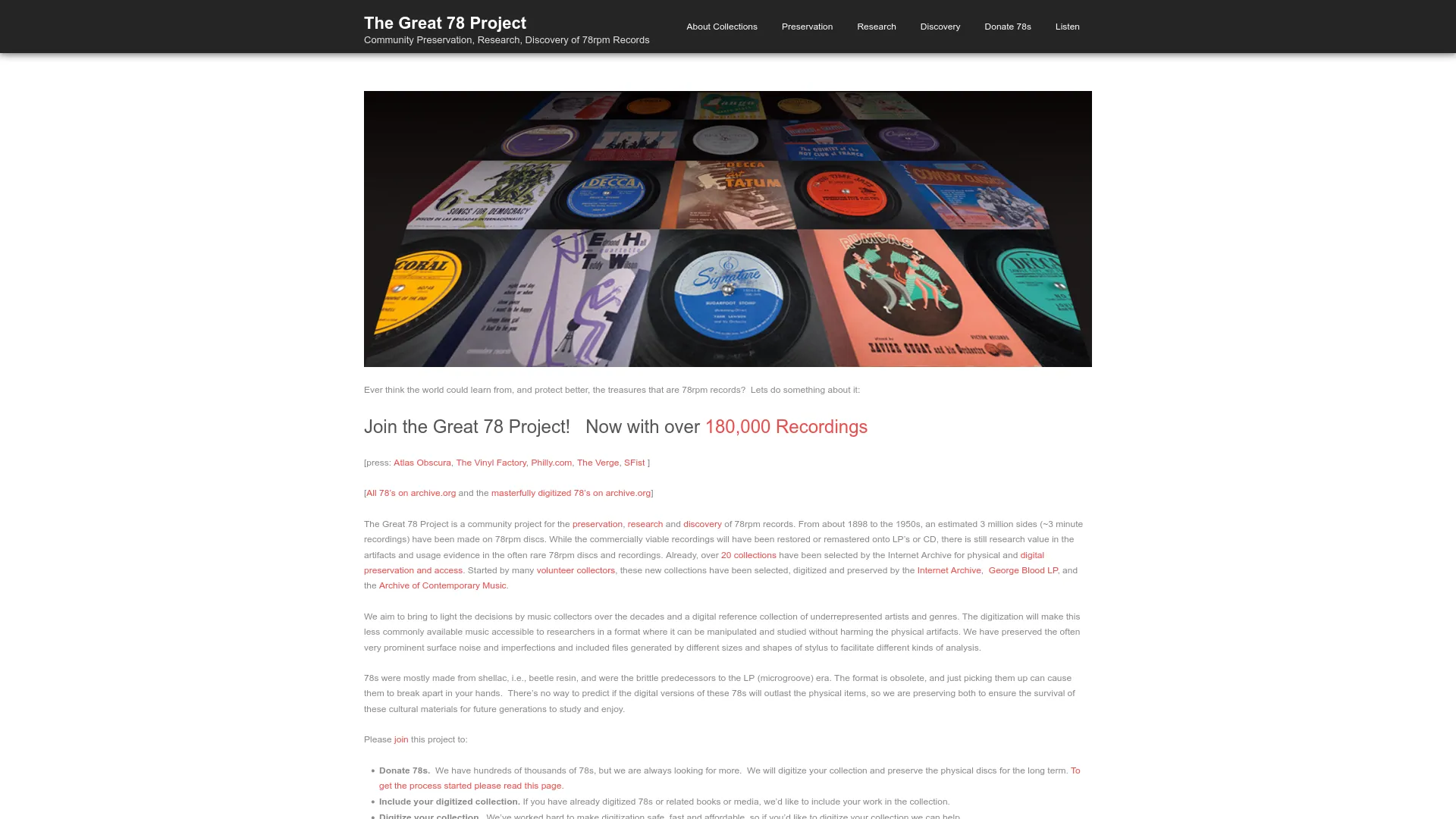 The Great 78 Project — preview screenshot