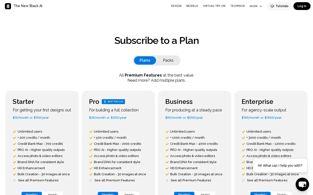 The New Black — pricing page