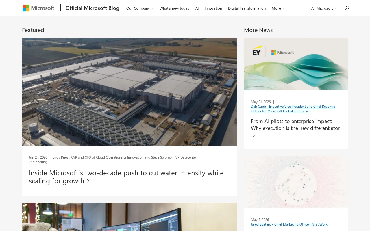 The Official Microsoft Blog — preview screenshot